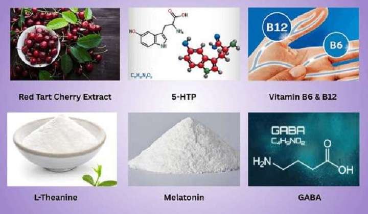 Yu Sleep ingredients label – Red Tart Cherry, 5-HTP, Melatonin, L-Theanine, GABA, Vitamins B6 B12